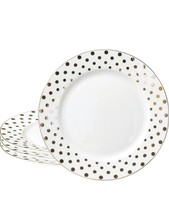 Grace Teaware Fine Porcelain Bone China Polka Dot  Salad Plate Golded 7.5 Inch - £33.20 GBP