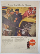 1944 Coca Cola Vintage WWII Print Ad Have A Coca Cola=Eto Zdorovo Pilots Plane - £12.16 GBP