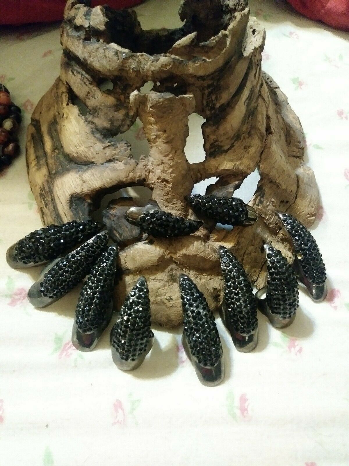 Black Rhinestone Metal gaga Nail Tips Rings Neat!!! As is - $10.00