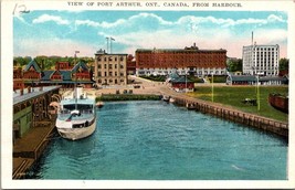 Canada Ontario Port Arthur Harbour Ships Buildings Gazebo Vintage Postcard - £5.13 GBP