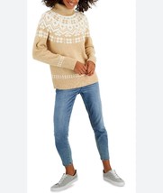 Tommy Hilfiger Womens Fiar Ilse Turtleneck Sweater Brown/Cream Long Slee... - $37.39