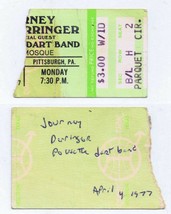 ORIGINAL Vintage April 4 1977 Journey / Rick Derringer Ticket Stub Pitts... - £23.35 GBP