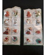 Lot of 16 Wood Look Polystone Tiny Assorted Christmas Ornaments.  Cute 1&quot; - $25.18 CAD
