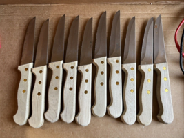 Set of 10 vtg Chicago Cutlery Steak Knives  Wood Handle - £23.33 GBP