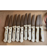 Set of 10 vtg Chicago Cutlery Steak Knives  Wood Handle - £23.32 GBP