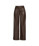 Time and Tru Women&#39;s High Rise Faux Leather Wide Leg Trousers, Brown Siz... - $451.87 MXN