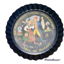 Vintage Tin Tart Plate Fluted Tole Folk Art Flan Quiche Wall Hanging Country - £10.42 GBP