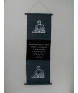 FABRIC WALL HANGING 17X50 AEGEAN BLUE SCROLL WORD ART BUDDHA INSPIRATION... - £13.65 GBP