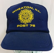 Vintage Us American Legion Snapback Hat Trucker Mesh Ball Cap Wheaton Il Post 76 - £22.75 GBP