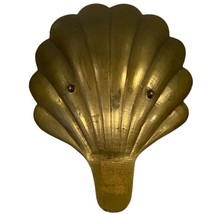 Etched Brass Clam Sea Shell Palm Trinket Soap Dish Ashtray Vanity VINTAGE - £9.72 GBP