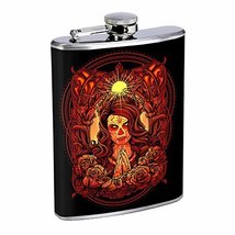 Lady Of The Dead Hip Flask Stainless Steel 8 Oz Silver Drinking Whiskey Spirits  - £7.94 GBP