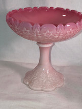 Fenton Glass Rosalene Flower Compote Mint 6.5 in H  - £63.94 GBP