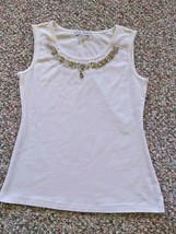 Body Central Size Small White 63SY1 Body Contour Crew Neck Jewels Lace Shirt Top - $3.96