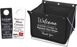 Foldable Shoe Cover Holder (Black) With Bonus Door Hanger And Please Use Shoe - £26.28 GBP