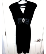 Vtg Climax Karen Okada Black Velvet Dress low Neck bare back +Flounce si... - £31.76 GBP