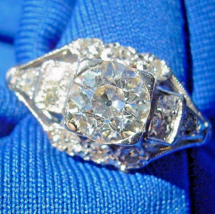 Earth mined Diamond Deco Engagement Ring Vintage Designer Platinum Solitaire 8 - $11,517.06 CAD