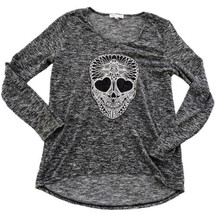 Aeropostale Woman’s Shirt Grey and White Crochet Skull Long Sleeve Size Small - £14.08 GBP