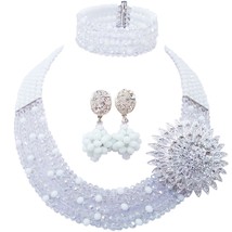 Amazing! Royal Blue Transparent Crystal Beaded Nigerian Wedding African Beads Je - £45.79 GBP
