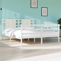 Bed Frame White Solid Wood Pine 150x200 cm King Size - £104.87 GBP