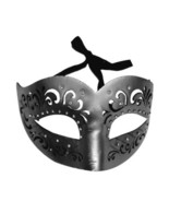 Leather Crystals Silver Metallic Masquerade Mardi Gras Mask Halloween - $11.39