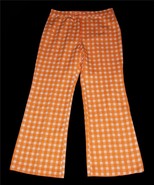 VTG Jack Winter Orange White Checks Faux Fly Bell Bottom Pants Wm&#39;s 18 X... - £35.96 GBP