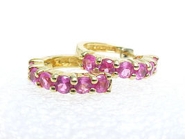 Pink Cubic Zirconia Hoop Earrings In Rose Gold On Sterling Silver - 5/8 Inches - £27.40 GBP