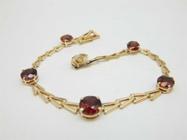 7.30 CT Round Simulated Red Garnet Tennis Bracelet Gold Plated 925 Silver - £171.19 GBP