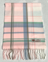 100% CASHMERE SCARF Plaid Pink/Blue/green/tan Made in England Warm Wool #L101 - £7.46 GBP