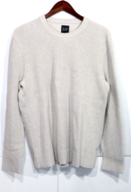 NEW Men&#39;s Shaker Crewneck Cotton Sweater Ribbed Pullover Stone Large Tall - £19.46 GBP