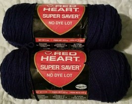 Lot of 2~Red Heart Super Saver Acrylic Yarn 8 oz~225 Yards~ SOFT NAVY 0387  - £11.73 GBP