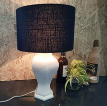 Meldec Australia Mid Century Table Lamp BLACK/White Bakelite Base 47cm Light - £36.54 GBP