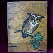 Vintage MCM Marilu Artist 1960s Decoupage Owl Art Tree Rustic Cabin Wood... - £22.21 GBP