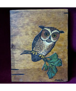 Vintage MCM Marilu Artist 1960s Decoupage Owl Art Tree Rustic Cabin Wood 9x7 - $27.79