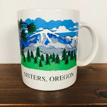 Vintage 1998 Sisters Oregon Souvenir Mug 3 Sisters Mountains  10 ounce 4 in high - £15.69 GBP