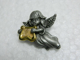 Vintage Small Angel Girl with Gold Harp Two Tone Pewter Marked Darla VGC - £6.23 GBP