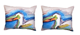 Pair Of Betsy Drake White Pelican Head No Cord Pillows 16 X 20 - £71.21 GBP