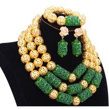 Dudo Jewelry Wedding Jewellery Sets for Women Green Gold Dubai Jewelry Set Free  - $72.01