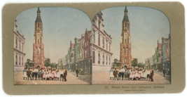 c1890&#39;s Colorized Stereoview Card #31 Street Scene and Cathedral Holland - £7.47 GBP