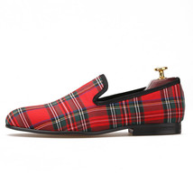 Merlutti Handmade Scottish Red Smoking Slippers Tartan Men Loafer - £116.65 GBP+