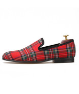 Merlutti Handmade Scottish Red Smoking Slippers Tartan Men Loafer - $148.49 - $168.29