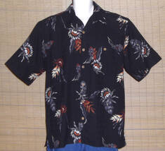 Cafe Havana Hawaiian Shirt Black Russet Gray Tropical Flowers Leaves Siz... - $19.00
