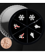 Instant NAIL CHARM RHINESTONE Christmas Tree, Candy Can, Snowflake 6pc - $19.18 CAD