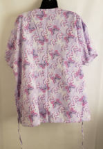 Wear for Care Scrub Top V-Neck Butterflies Multi-Color Pockets Ties Size 3X - £7.81 GBP