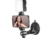 Suction Cup Mirror Phone Holder With Light, Travel Wall Phone Camera Mou... - $37.99