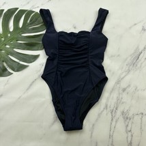J.Crew Womens One Piece Swimsuit Size 10 New Navy Blue Ruched High Cut Leg - £26.89 GBP