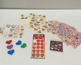 Vintage mixed heart sticker sheet lot Valentine holiday stickers craft supply - $19.75