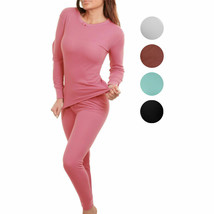 Women&#39;s Cotton Waffle Knit Thermal Underwear Stretch Shirt &amp; Pants 2pc Set - £15.90 GBP