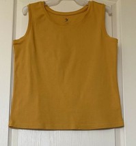 Studio Works Women&#39;s Mustard Yellow Sleeveless 100% Cotton Top Size M - £11.79 GBP