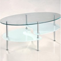 Modern Oval Glass Coffee Table with Chrome Metal Legs - £182.74 GBP