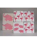 Vintage 80s Sandylion Elephant Rhino Flamingos 5pc Flocked Fuzzy Sticker... - $84.15